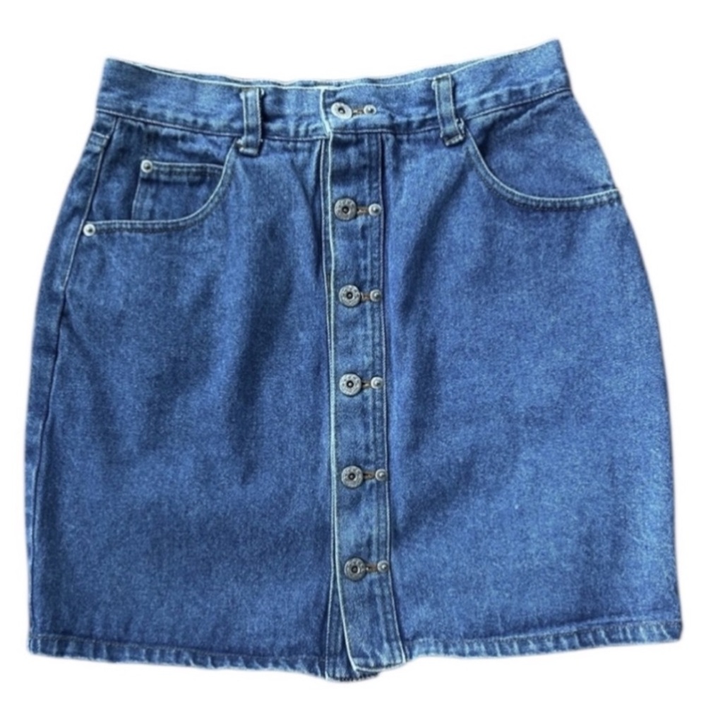 Y2K SQUEEZE JEANS Mini Button Skirt High Rise Indie Sleeze Grunge | Sz 11 / 12